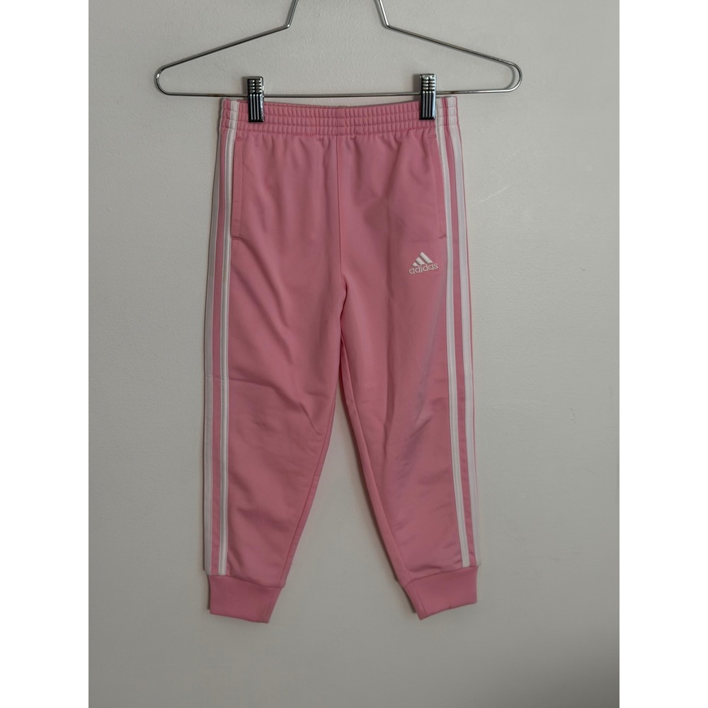 Adidas Girls Pink 3-Stripe Track Pants Size 5 Athletic Joggers Jogging Bottoms